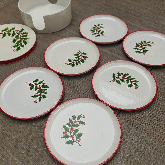 Vintage Lacquerware Christmas Coasters - Picture 1 of 6